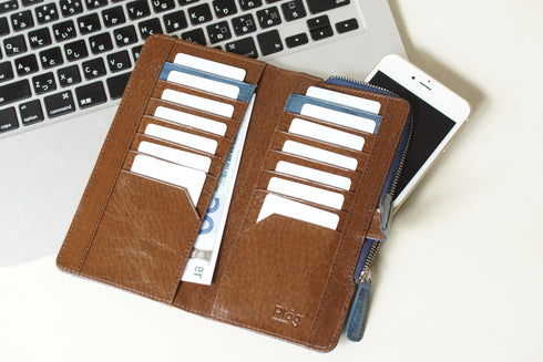 ゴート ファスナー付二つ折れ長財布