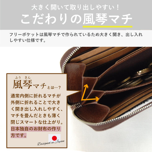 ゴートレザー 三方ファスナー長財布|カード15枚・小銭入れ付き