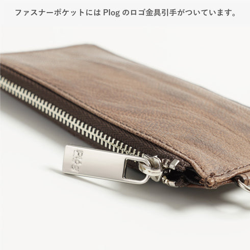 ゴートレザー ストラップ付きフラグメントケース|カード5枚・コイン収納