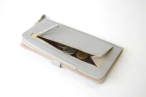シュリンク ファスナー付二つ折れ長財布