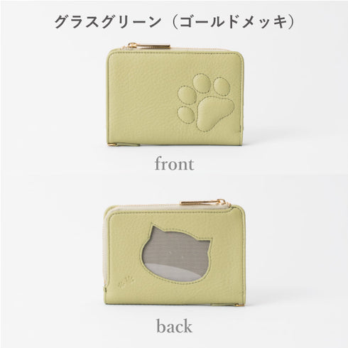 ファミリーウォレット 二つ折りミドル財布|家族の写真を入れられる肉球付き本革財布