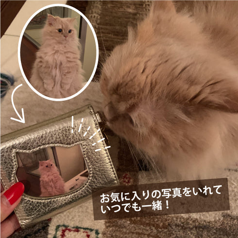 ファミリーウォレット 三つ折りミニ財布|家族の写真を入れられる肉球付き本革財布